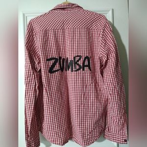 ZumbaWear red plaid Button down shirt